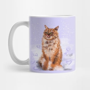 snow cat red Mug